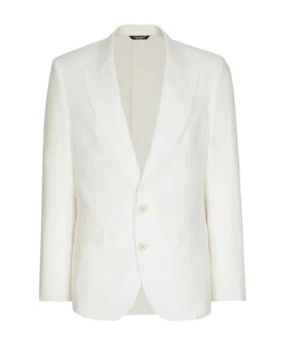 Dolce & Gabbana Single-breasted Linen Sicilia Blazer In White