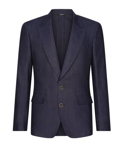 Dolce & Gabbana Single-breasted Linen Sicilia-fit Jacket In Black