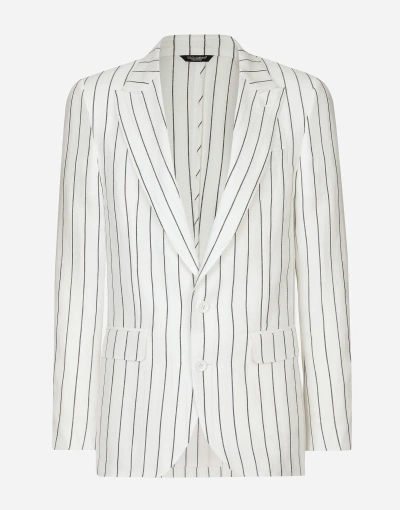 Dolce & Gabbana Single-breasted Linen Sicilia-fit Jacket In White