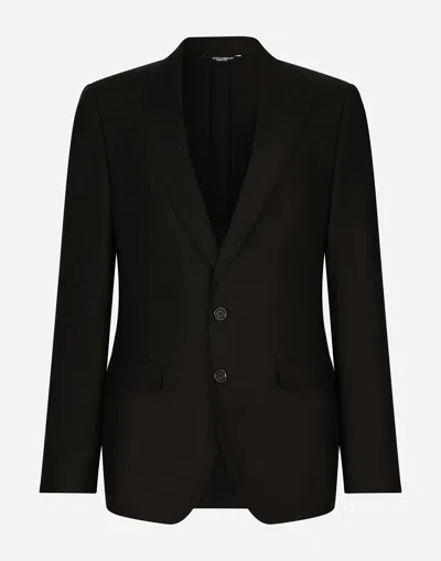 Dolce & Gabbana Single-breasted Linen Taormina Jacket In Black