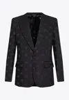 Dolce & Gabbana Single-breasted Logo Monogram Blazer In Black