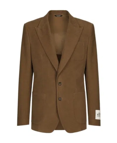 Dolce & Gabbana Single-breasted Long-sleeved Blazer In Grey