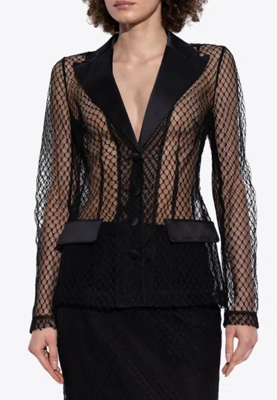 DOLCE & GABBANA SINGLE-BREASTED MESH BLAZER