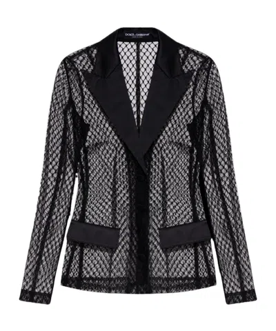 Dolce & Gabbana Single-breasted Mesh Jacket In Black