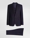 Dolce & Gabbana Single-breasted Micro-patterned Wool Suit In Blue