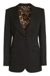 Dolce & Gabbana Single-breasted Pinstripe Wool Turlington Jacket In Black