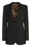 Dolce & Gabbana Single-breasted Pinstripe Wool Turlington Jacket In Black