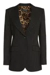 Dolce & Gabbana Single-breasted Pinstripe Wool Turlington Jacket In Black