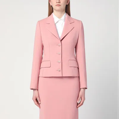 DOLCE & GABBANA SINGLE-BREASTED PINK WOOL JACKET