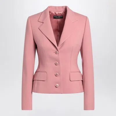 DOLCE & GABBANA SINGLE-BREASTED PINK WOOL JACKET