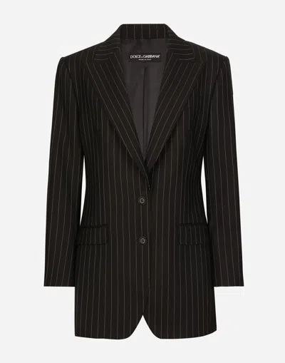 DOLCE & GABBANA SINGLE-BREASTED PINSTRIPE WOOL JACKET