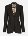 Dolce & Gabbana Pinstriped Wool Single Breasted Jacket In Multicolor