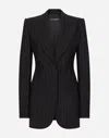 Dolce & Gabbana Single-breasted Pinstripe Wool Turlington Jacket In Multicolor