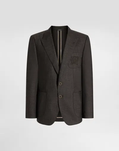 Dolce & Gabbana Single-breasted Portofino Wool Canvas Jacket In Multi