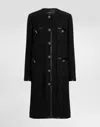 Dolce & Gabbana Single-breasted Raschel Tweed Coat In Black