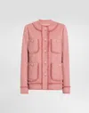Dolce & Gabbana Rachel Tweed Single-breasted Collarless Jacket In Pink