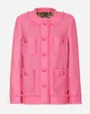 Dolce & Gabbana Single-breasted Raschel Tweed Jacket In Pink