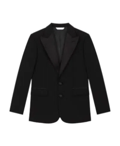 Dolce & Gabbana Single-breasted Satin-finish Blazer In Black