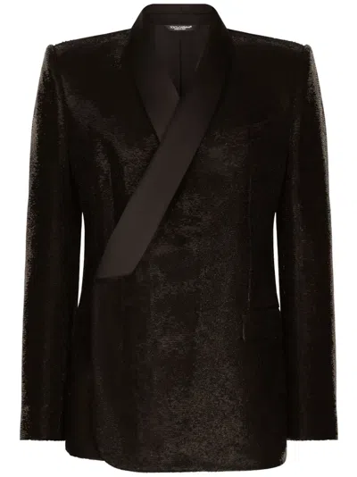 Dolce & Gabbana Single-breasted Sequin Blazer In Black
