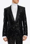 Dolce & Gabbana Sequined Tuxedo Jacket In Black