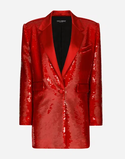 DOLCE & GABBANA SINGLE-BREASTED SEQUINED JACKET