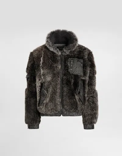 Dolce & Gabbana Single-breasted Shearling Coat In Brown