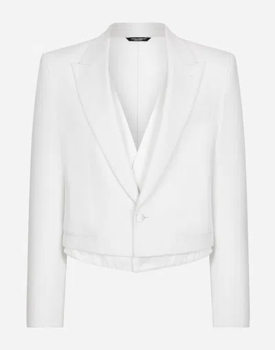 Dolce & Gabbana Single-breasted Sicilia-fit Jacket With Faux Vest In White