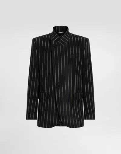 Dolce & Gabbana Single-breasted Sicilia Jacket In Stripedwool In Multi