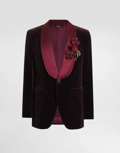 Dolce & Gabbana Single-breasted Sicilia Light Smooth Velvet Jacket In Purple