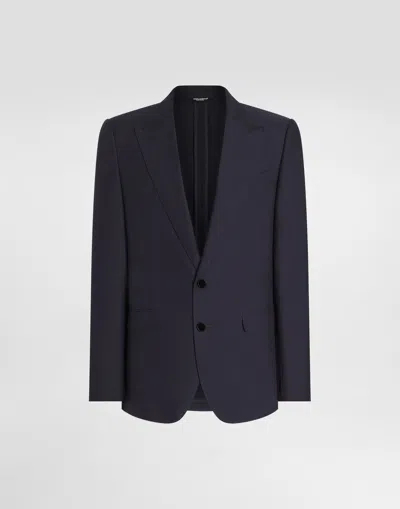 Dolce & Gabbana Single-breasted Silk-blend Gabardine Taormina Jacket In Blue