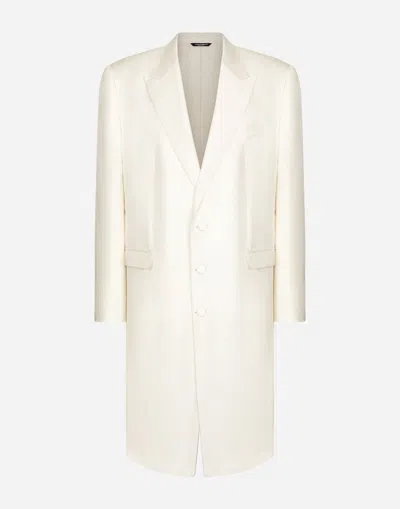Dolce & Gabbana Single-breasted Silk Coat In White