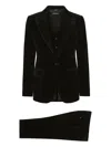 Dolce & Gabbana Tailored Suit Three Piece Velvet Texture In Black