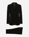 Dolce & Gabbana Tailored Suit Three Piece Velvet Texture In Black