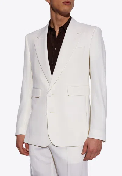 Dolce & Gabbana Single-breasted Stretch Wool Blazer In Cream