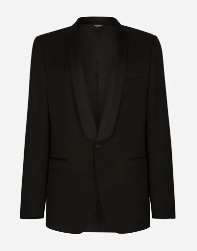DOLCE & GABBANA SINGLE-BREASTED STRETCH WOOL SICILIA-FIT TUXEDO JACKET