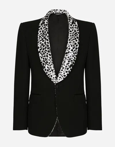 Dolce & Gabbana Single-breasted Stretch Wool Sicilia-fit Tuxedo Jacket In Black
