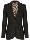 Dolce & Gabbana Pinstripe Wool Turlington Blazer In Black