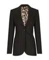 Dolce & Gabbana Giacca Turlington Monopetto In Gessato Di Lana In Black