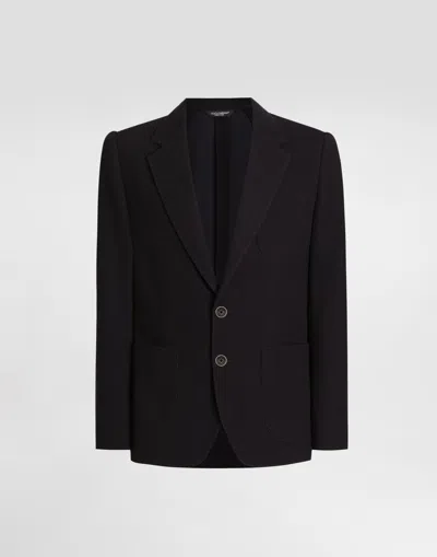 Dolce & Gabbana Single-breasted Taormina Jersey Jacket In Brown