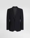 Dolce & Gabbana Single-breasted Taormina Wool Canvas Jacket In Blue