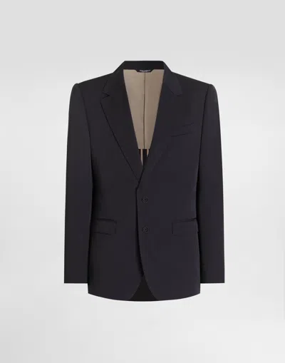 Dolce & Gabbana Single-breasted Taormina Wool Canvas Jacket In Black