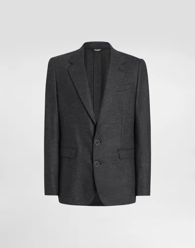 Dolce & Gabbana Single-breasted Taormina Wool Jersey Jacket In Black
