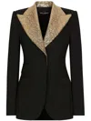 Dolce & Gabbana Sequin Virgin Wool Tailored Blazer Jacket In Black