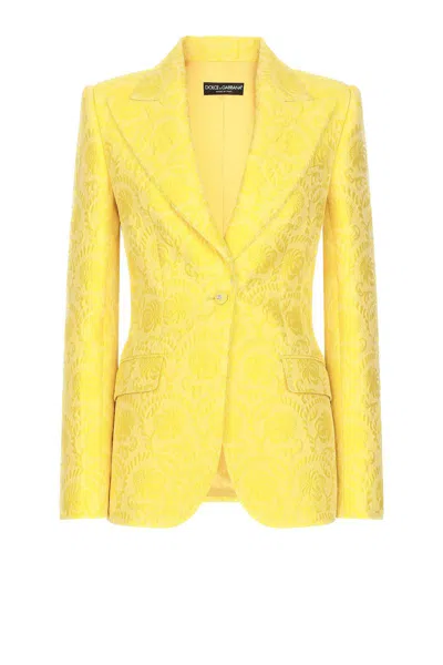 Dolce & Gabbana Single-breasted Turlington Blazer In Yellow