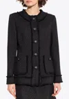 Dolce & Gabbana Black Single-breasted Jacket With Branded Button In Tweed Woman In Black