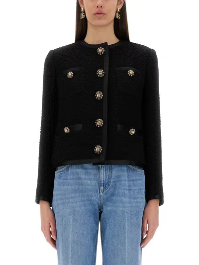 DOLCE & GABBANA DOLCE & GABBANA SINGLE-BREASTED TWEED BOUCLÉ SHORT JACKET