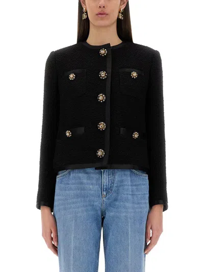 DOLCE & GABBANA DOLCE & GABBANA SINGLE-BREASTED TWEED BOUCLÉ SHORT JACKET