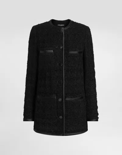 Dolce & Gabbana Single-breasted Tweed Jacket In Black