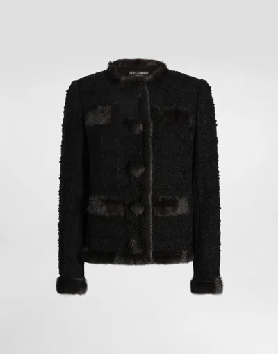 Dolce & Gabbana Single-breasted Tweed Jacket In Black