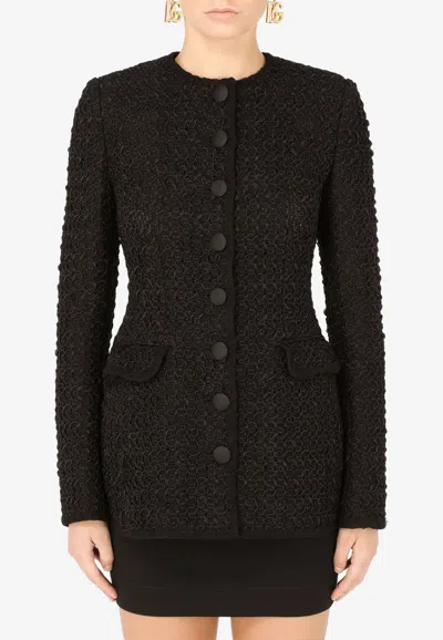 DOLCE & GABBANA SINGLE-BREASTED TWEED JACKET,F26D3T HUMKJ N0000